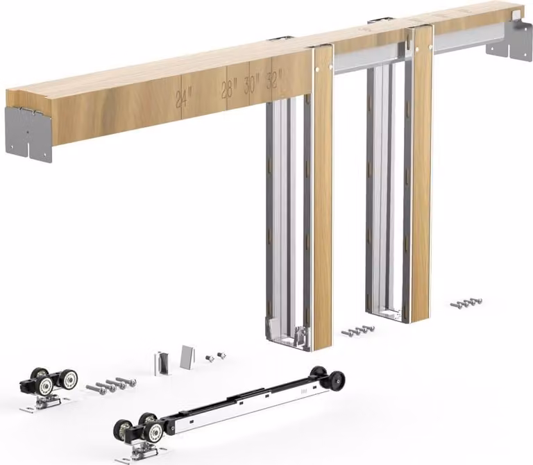 Set di porte scorrevoli con telaio per porte scorrevoli - per larghezza 610-914 mm e altezza 2032 mm - sistema di porte scorrevoli in acciaio