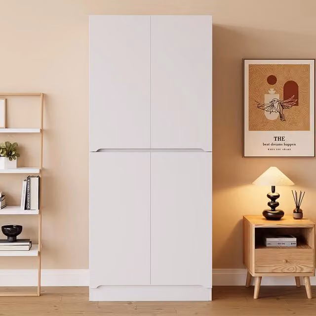 Armadio 2 ante 70x40x170 cm - Xylo - con piccolo ripiano, colore bianco