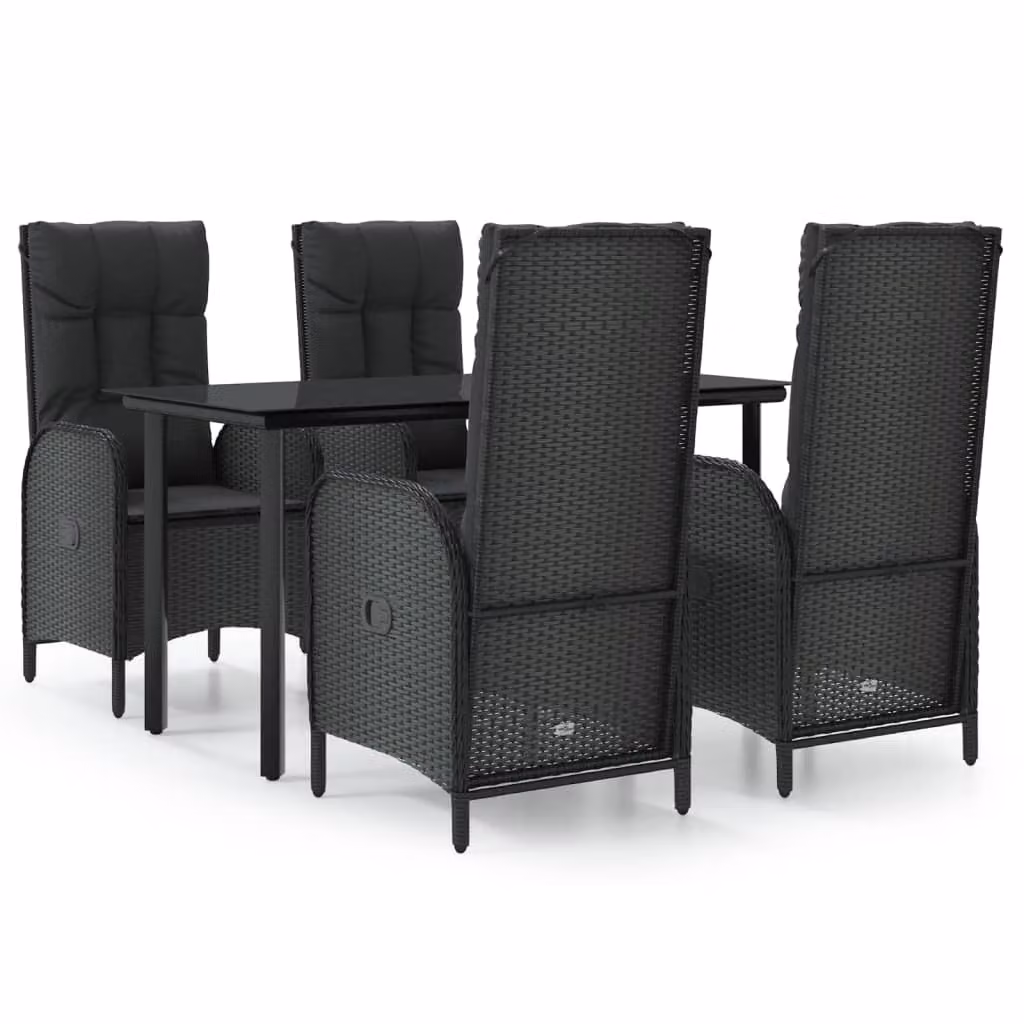 vidaXL set da pranzo da giardino a 5 pezzi con cuscini in rattan nero
