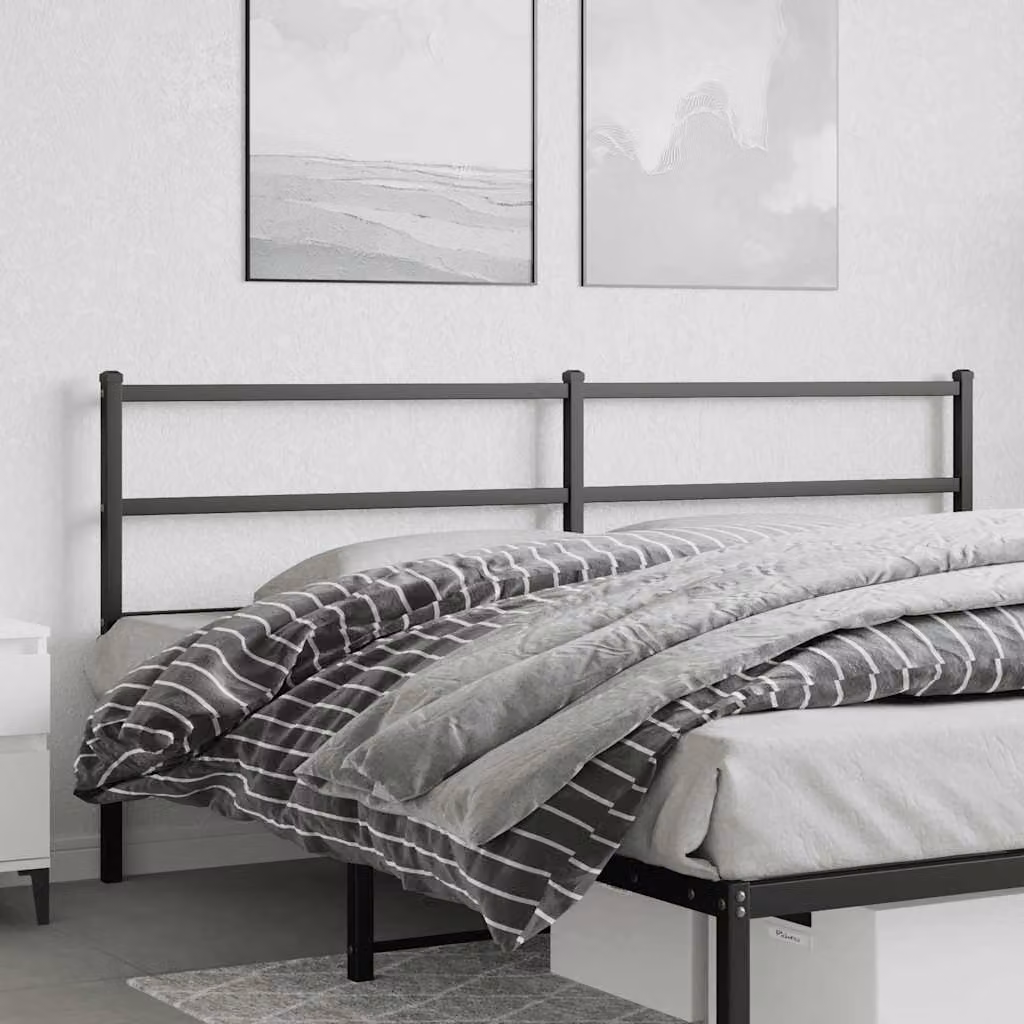 Testiera di ricambio vidaXL in metallo nero laccato, stile classico, L: 198 cm, H: 90 cm, P: 3 cm