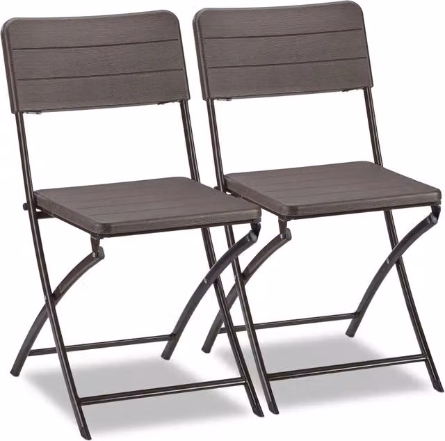Set di 2 sedie da giardino pieghevoli moderne effetto ottico 82 x 43,5 x 47 cm in plastica marrone 13_0005539