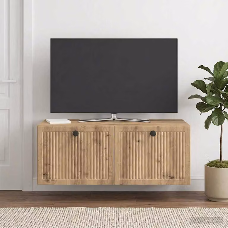 vidaXL Mobile Porta TV da Muro Moderno in Legno Marrone L: 78,5 cm, P: 41 cm, H: 30 cm