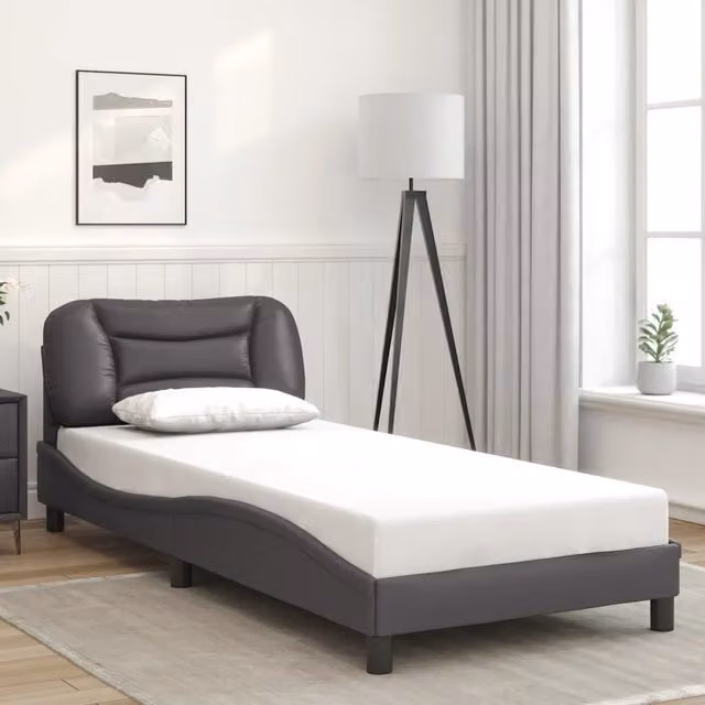 Giroletto senza materasso Hvar vidaXL in similpelle grigia, L/P/H: 90 x 200 cm – 1