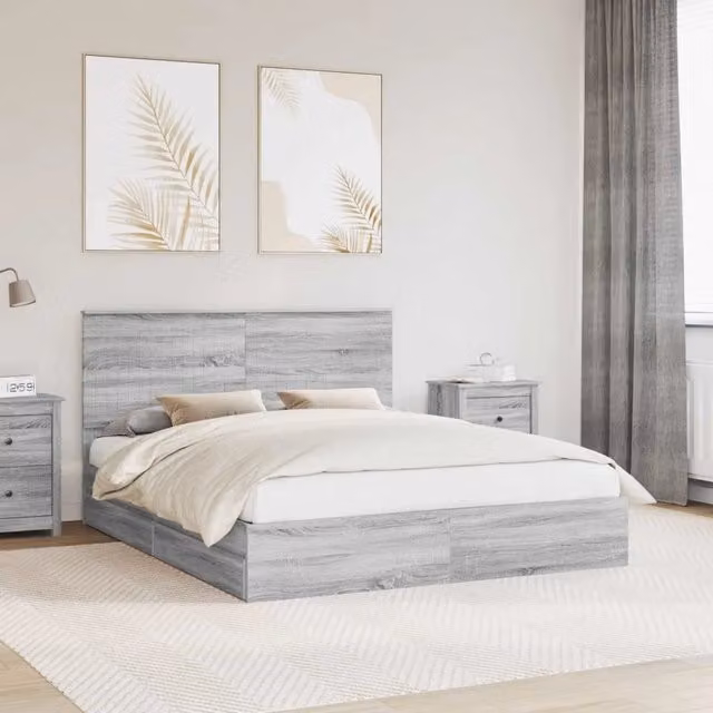 Letto con Contenitore con cassetto Grigio Sonoma 160 x 200 cm 3411192