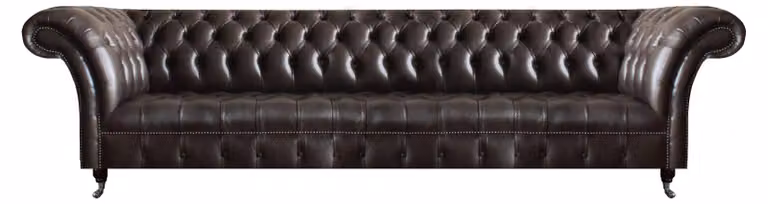 Exklusive Braune Chesterfield Ledercouch 4-Sitzer Wohnzimmer Möbel