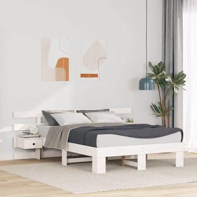 Struttura del letto Bianco 140 x 190 cm Pino massello 3385695