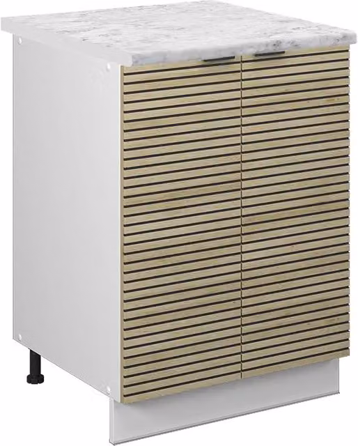 Mobiletto base cucina Fame-Line Pannello in quercia/Bianco 60 cm, PL Marmo Vicco