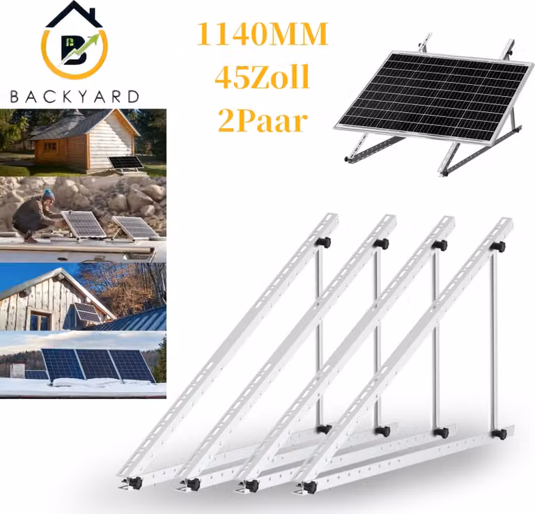 2 coppie 1140mm pannello solare supporto PV supporto balcone centrale elettrica pannello solare supporto 0-90 gradi regolabile tetto piatto per pannelli solari