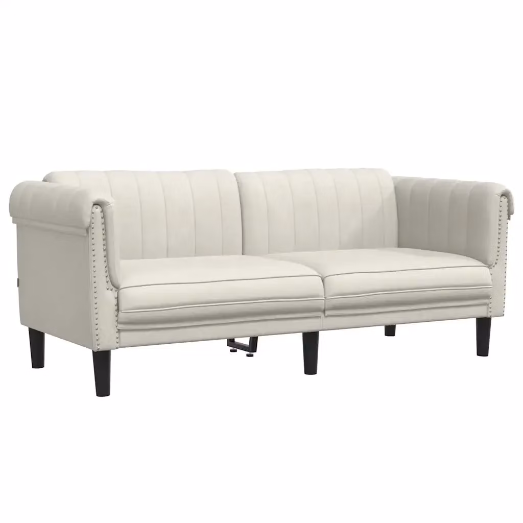 Divano a 2 posti moderno vidaXL in velluto beige e bianco per soggiorno L: 182 cm, P: 77 cm, H: 74 cm – 2