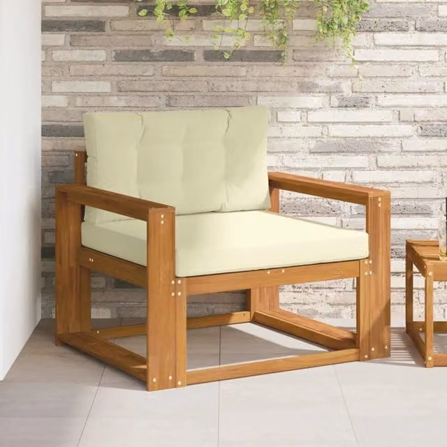 Divano centrale componibile per esterno Design In in legno di acacia con cuscini inclusi, resistente ai raggi UV