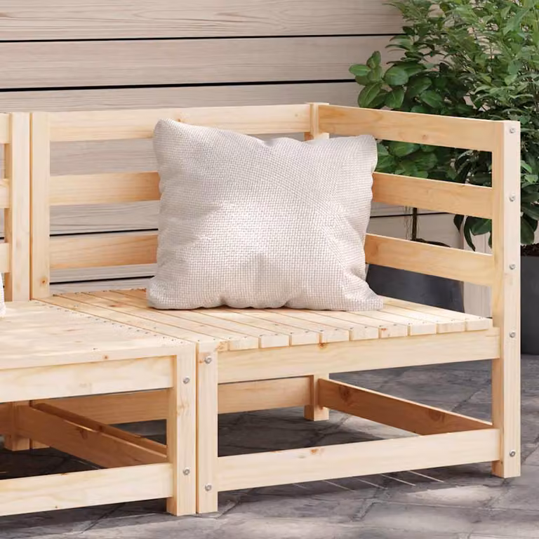 vidaXL Divano Angolare da Giardino in Legno di Pino Massello, Marrone e Beige, L/P/H: 70 x 70 x 67 cm