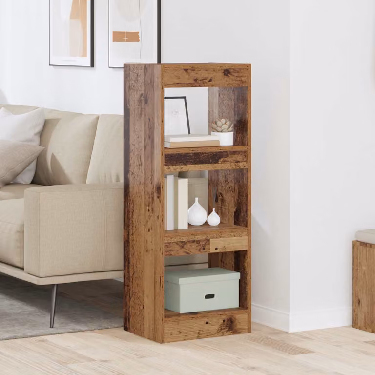 Armadio per libri vidaXL in legno vecchio marrone con 3 livelli, L 40 cm x P 30 cm x H 103 cm