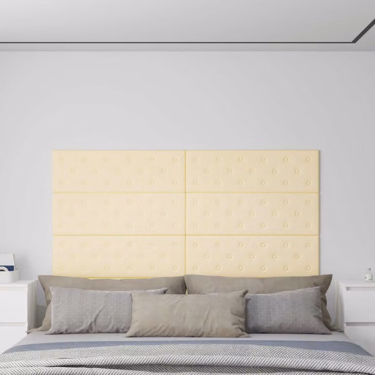vidaXL Testiera da Parete Moderna in Pelle Sintetica Beige, Set di 12 Pannelli Imbottiti in MDF