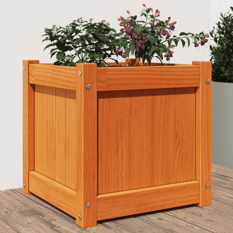 Fioriera da giardino vidaXL in legno di pino marrone, L/P/H: 40 x 40 x 40 cm