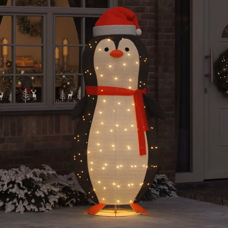 Figura di pinguino di neve natalizia vidaXL, colore bianco, con luci LED bianco caldo, L: 78 cm, H: 178 cm