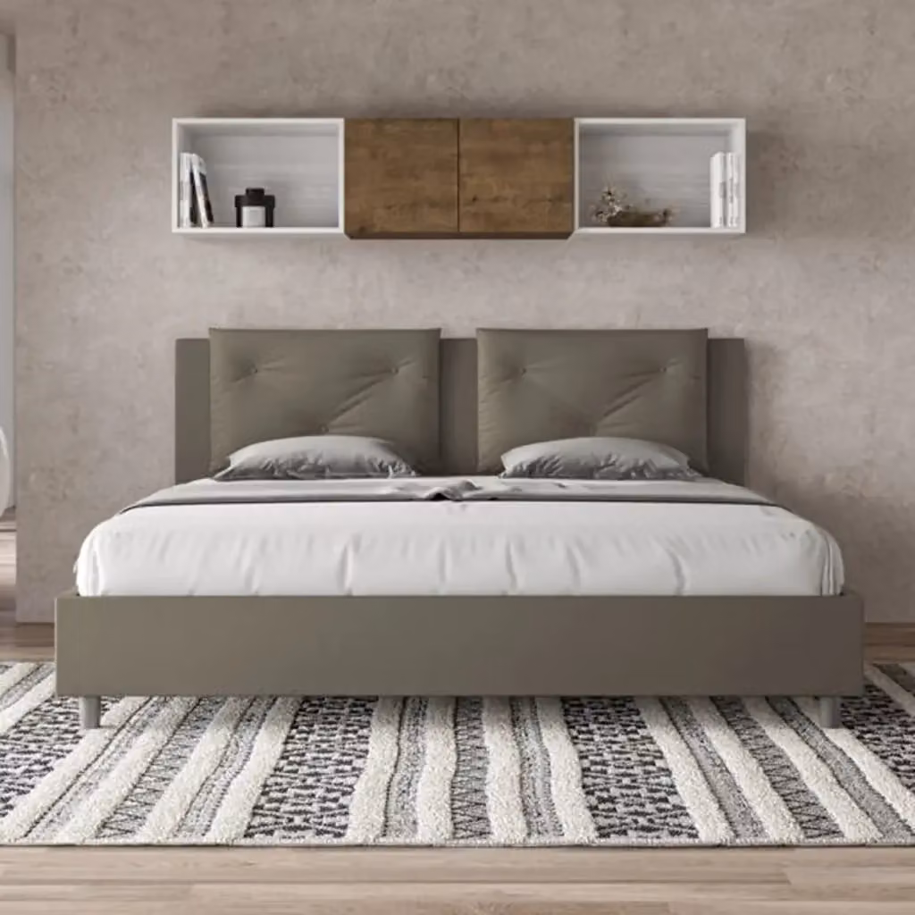 Letto contenitore imbottito Ityhome Appia in similpelle beige L/P/H: 180 x 200 x 110 cm – 2