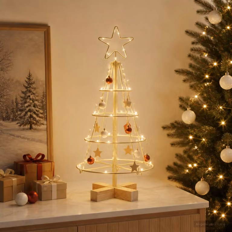 Albero di Natale a Cono vidaXL KUOPIO in Acciaio Oro, Altezza: 60 cm