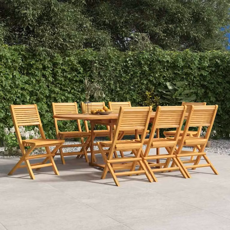 Set di 8 sedie pieghevoli vidaXL in legno di teak marrone, L/P/H: 47 x 62 x 90 cm