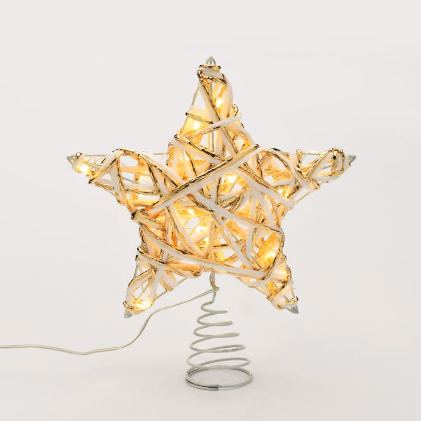 Luci natalizie ACA, bianco + stella dorata per l'albero, 20 mini LED, luce bianca calda, alimentate a batterie (3xAA), IP20, 23x5x20 cm, X11201124