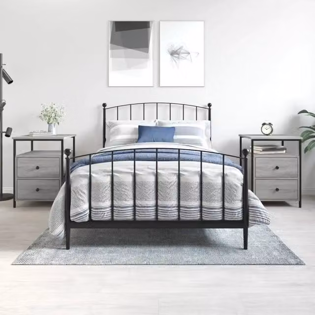 Set di 2 comodini VIDAXL in stile industrial in legno e metallo, colore grigio, L 44 cm x P 45 cm x H 60 cm