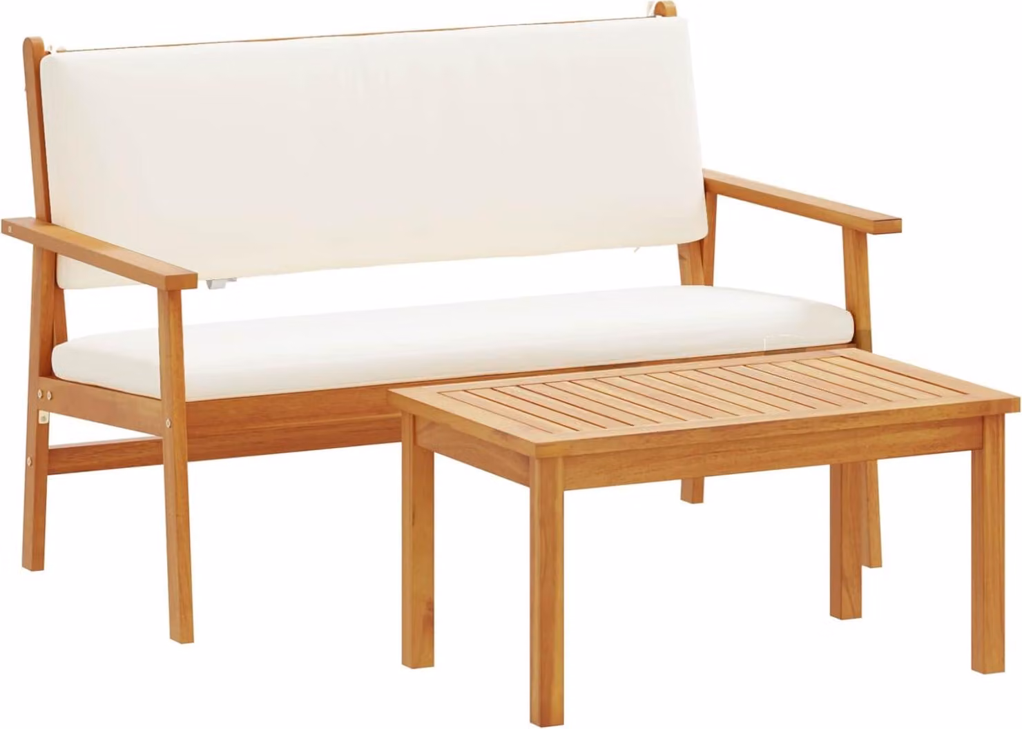 Set Divano da Giardino con cuscino 2 pcs Bianco Crema