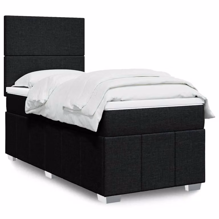 Letto Ibrido vidaXL con Materasso a Molle Insacchettate e Illuminazione Sotto il Letto, Nero e Bianco, L/P/H: 90 x 190 x 150,5 cm