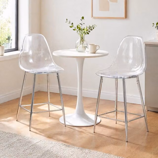 Set di 2 sgabelli da bar trasparenti 51x45x102 cm argento - schienale alto