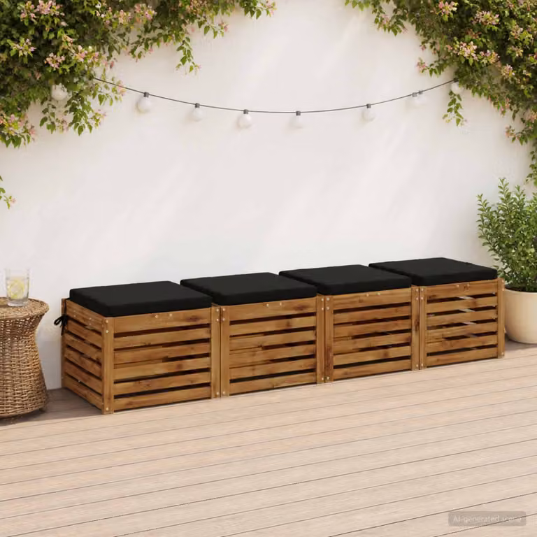 Set di 4 cuscini per sedia vidaXL SOEST in poliestere nero con rivestimento lavabile e resistente ai raggi UV