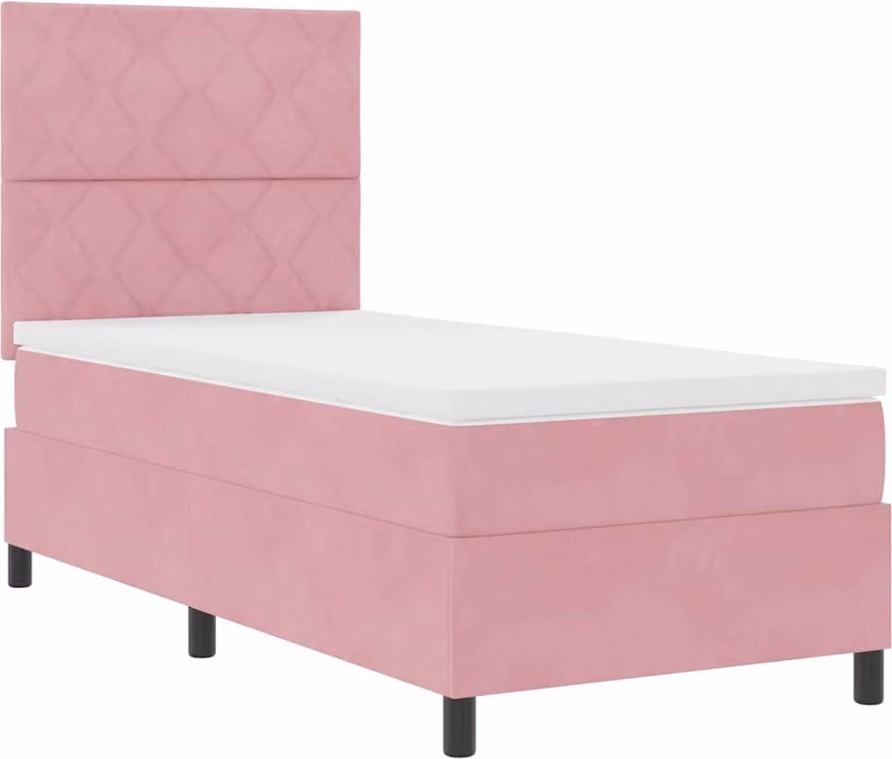 Letto a Sorgente LED con materasso Rosa 90 x 200 cm Velluto