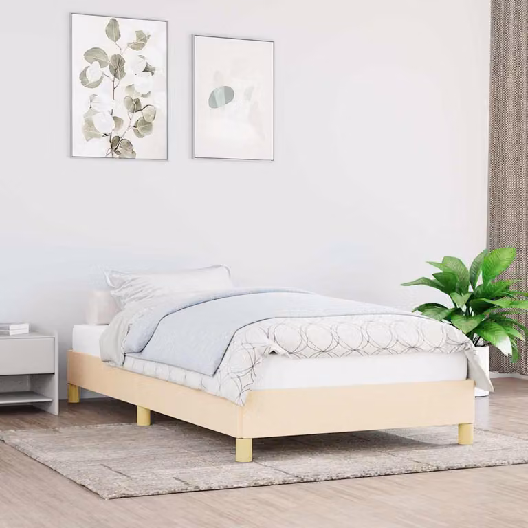vidaXL Giroletto imbottito in tessuto beige con doghe in legno L/P: 100 x 200 cm