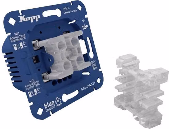 Interruttore a pressione a due canali Kopp modello 8630.0402.7 blu a incasso