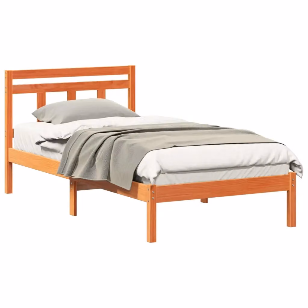 Struttura letto con giroletto in pino massello marrone L/P: 100 x 200 cm – 2
