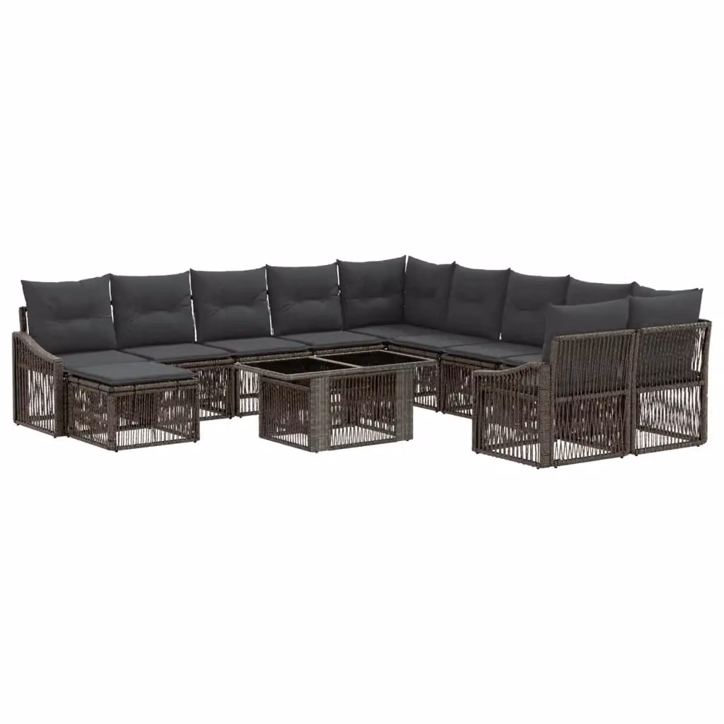 Set Divano da Giardino a Forma di U vidaXL in Polyrattan Grigio e Antracite con Cuscini e Tavolino – 2
