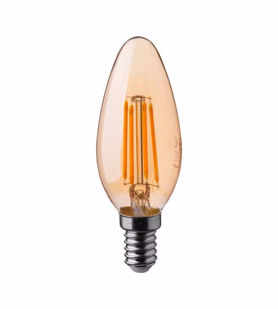 Lampadina LED E14 4W Candela Filamento Ambrato 2200K