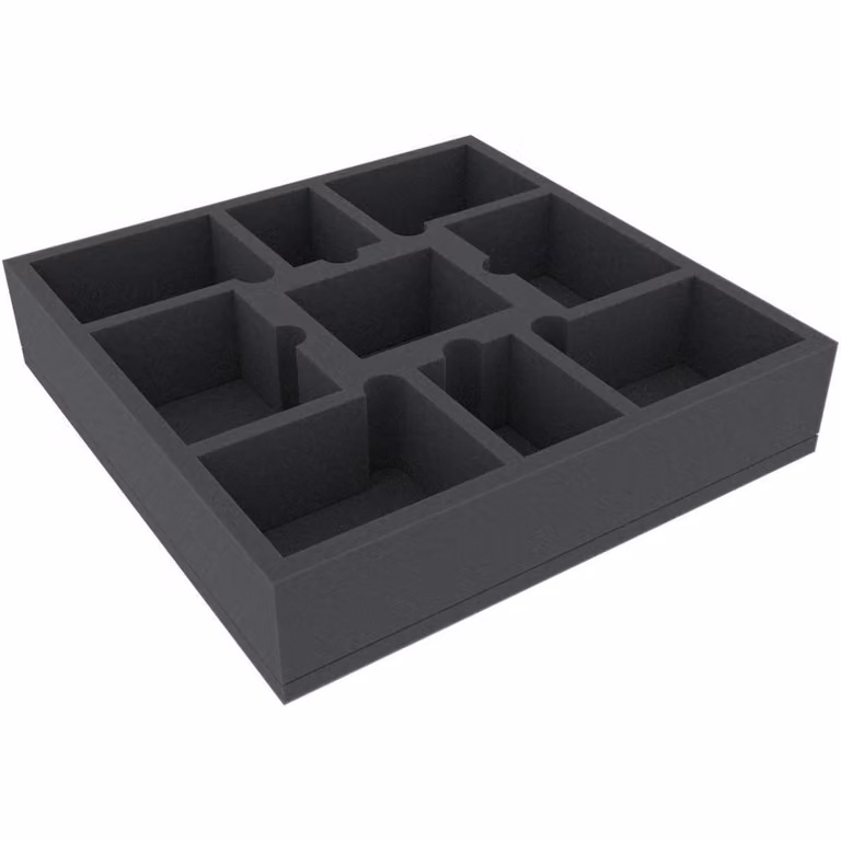 Inserto in schiuma con 9 scomparti per giochi da tavolo 285x285x60 mm