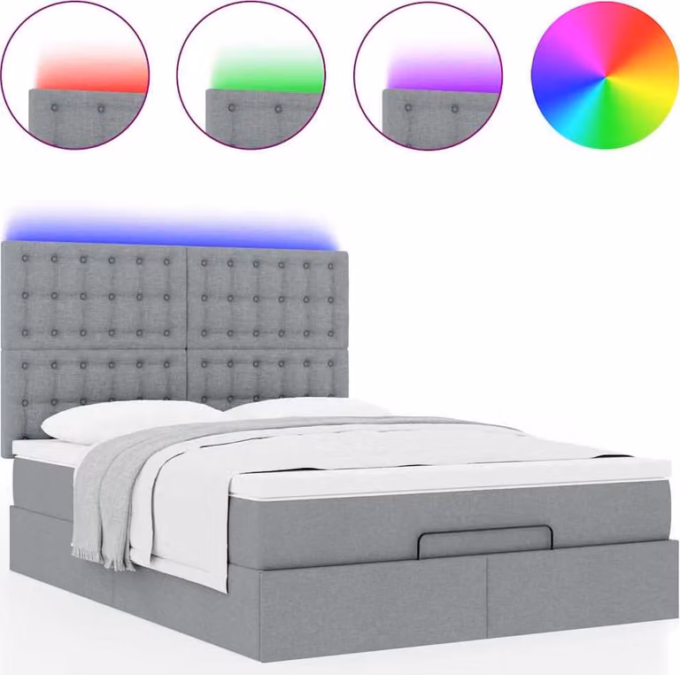 Struttura Letto Pouf con Materasso 140x200 cm in Tessuto