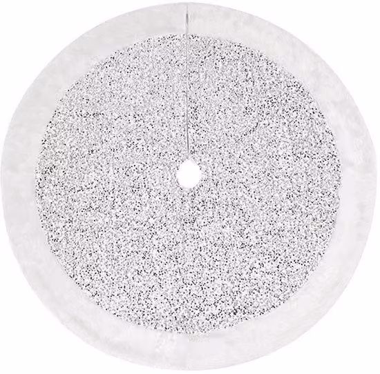 Gonna a forma di albero di Natale con paillettes argentate, 90 cm