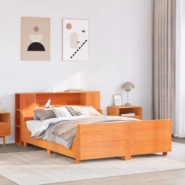 Letto senza Materasso Marrone Cera 140x190 cm in Legno di Pino 3323775