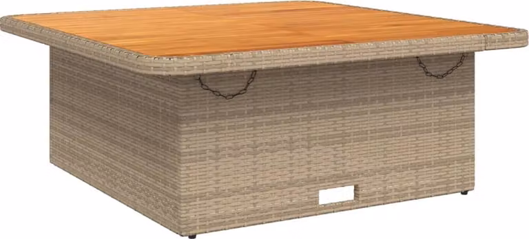 Tavolo da Giardino Beige 110x110x71cm Polyrattan e Legno Acacia