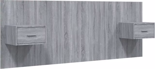 Testata Letto con Comodini Integrati in Legno Multistrato Grigio Sonoma L: 120 cm, H: 80 cm, P: 80 cm