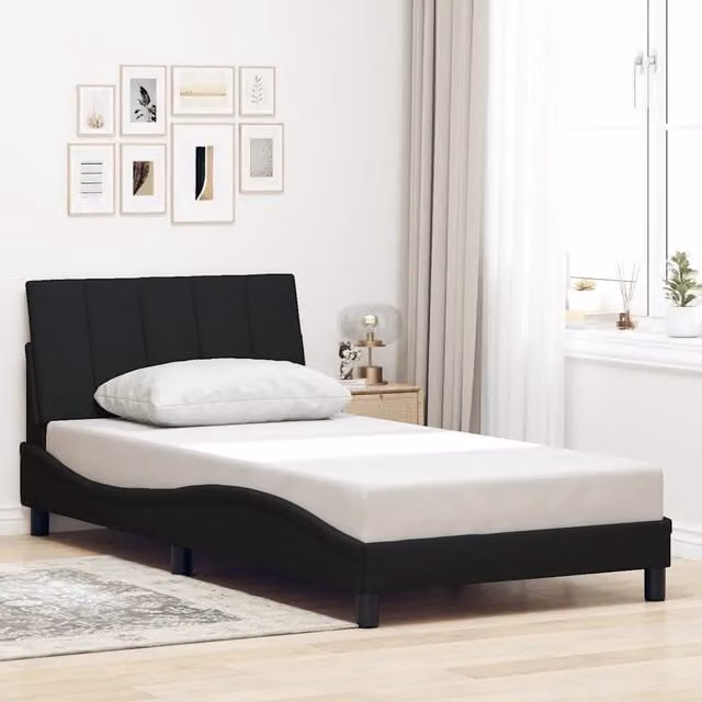 Giroletto Hanko vidaXL senza materasso in tessuto nero L/P: 100 x 200 cm – 1