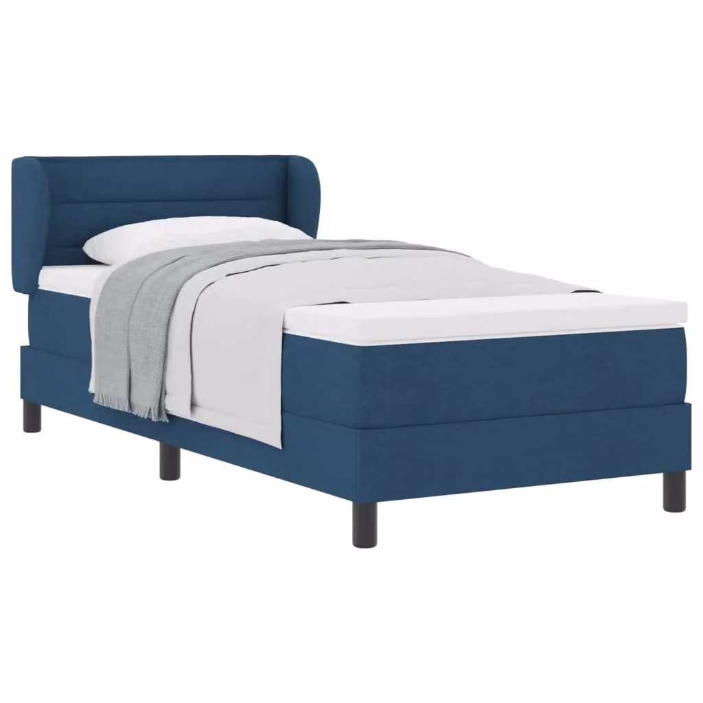 Letto a molle con testiera vidaXL in tessuto blu L: 100 cm, P: 200 cm, H: 88 cm – 2
