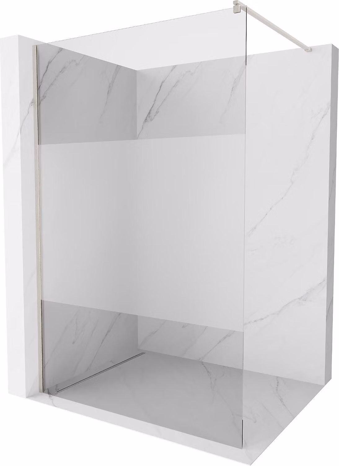 Mexen Kioto parete doccia Walk-in 130 x 200 cm, trasparente/ghiacciato 8 mm, nichel spazzolato - 800-130-101-97-35