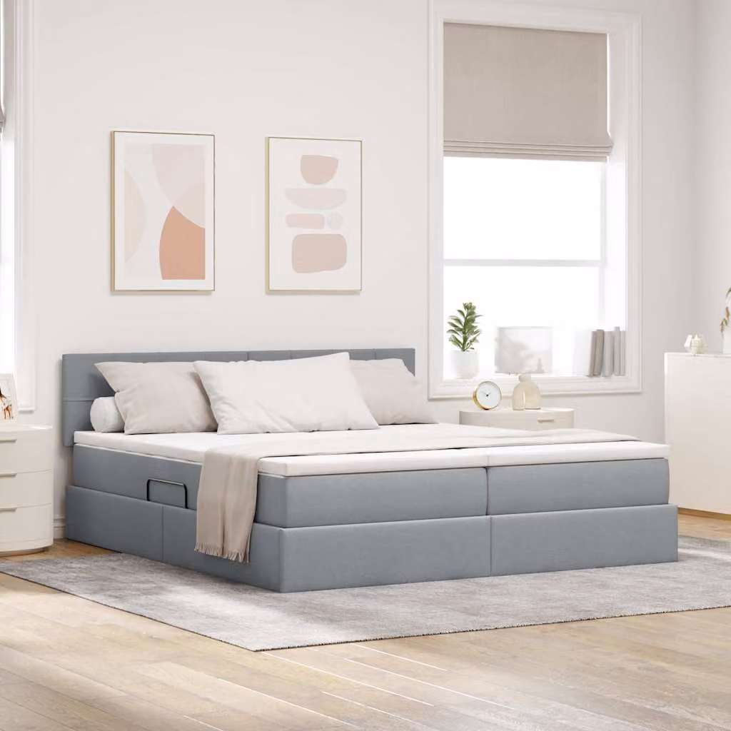 Letto con contenitore e illuminazione LED vidaXL, Grigio, L/P/H: 180 x 200 x 88 cm – 1