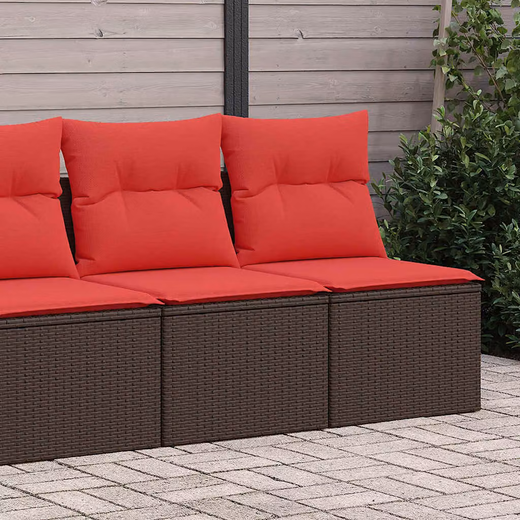 Maison Exclusive - Set Divano Giardino 4 pz con Cuscini Marrone Polyrattan Acacia
