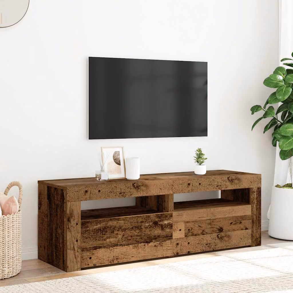Mobile Porta TV vidaXL con LED in Legno Antico Marrone L 120 cm x P 35 cm x H 40 cm