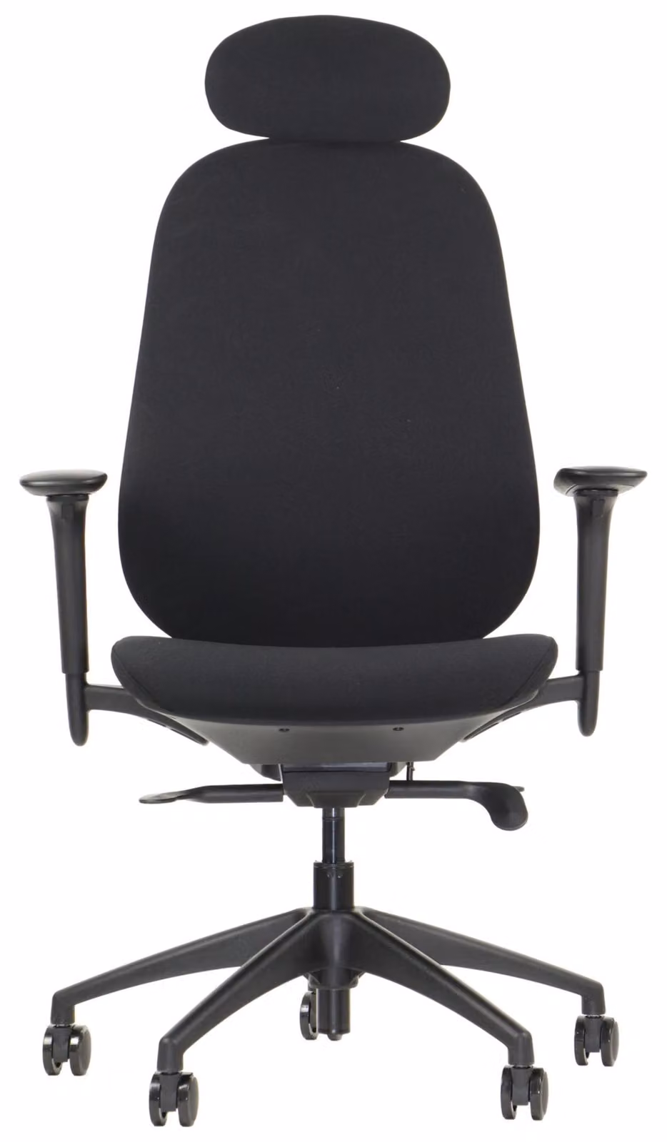 Sedia girevole ergonomica da ufficio LARSTON, base in nylon, braccioli regolabili, poggiatesta e supporto lombare, estensione del sedile, nero