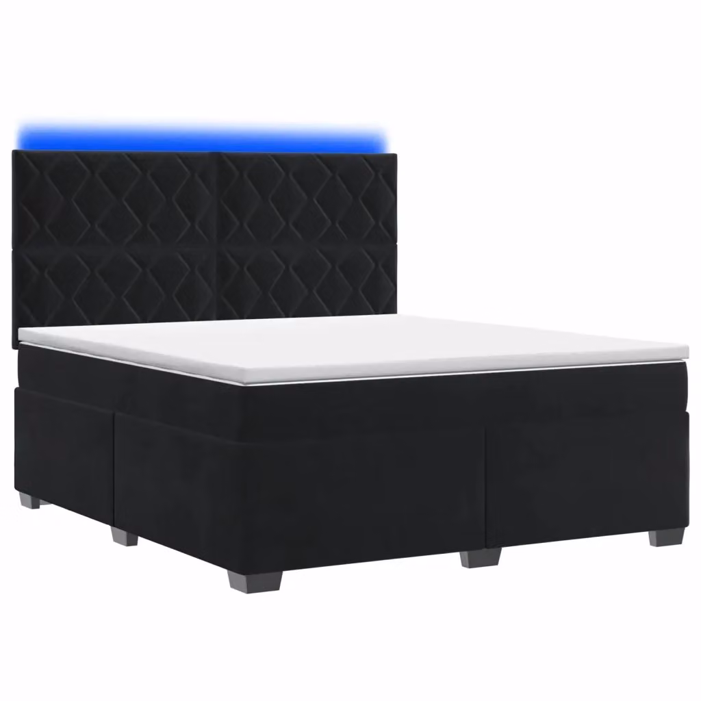Letto box spring vidaXL in velluto nero con materasso a molle pocket e base contenitore, L/P: 140 x 200 cm – 2