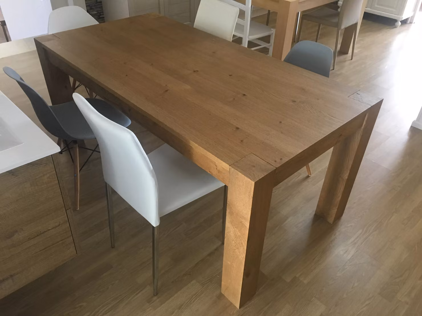 Tavolo allungabile rettangolare in legno di rovere nodato Mobili 2G L/P/H: 140 x 90 x 77 cm – 1