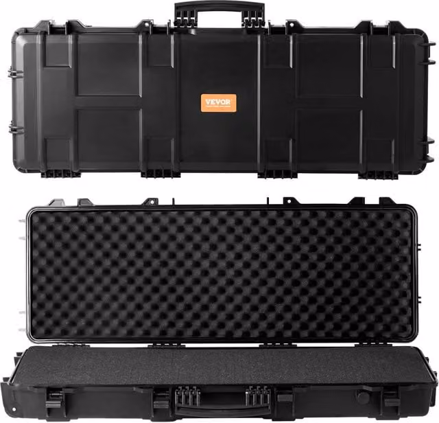 Custodia lunga 109 cm 3 strati imbottitura schiuma PP impermeabile IP67 con manico e ruote, valigetta portatile con serratura e valvola di pressione
